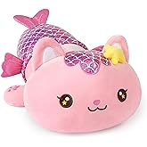 Onsoyours Cute Kitten Mermaid Plush Toy Stuffed Animal Kitty Soft Mermaid Cat Plush Pillow for Kids (Pink Cat Mermaid, 12")