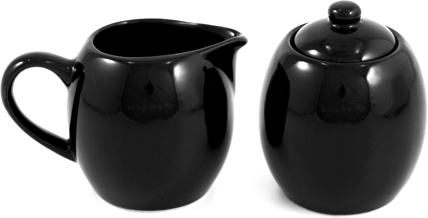Amazon.com | Black Ceramic Two Piece Creamer & Sugar Service Set: Cream