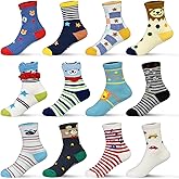 SkiBeaut Toddler Grips Socks, Non Slip Kids Toddlers Boys Girls Grippy Child Socks with Grippers for 1-7 Years Old,12 Pairs