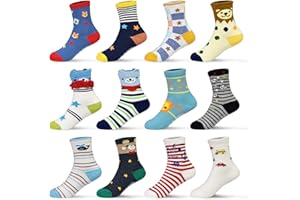 SkiBeaut Toddler Grips Socks, Non Slip Kids Toddlers Boys Girls Grippy Child Socks with Grippers for 1-7 Years Old,12 Pairs
