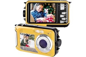 Underwater Camera for Snorkeling 10FT Waterproof Digital Camera Full HD 2.7K&48MP Compact Floatable, Dual-Screen Selfie/16X D