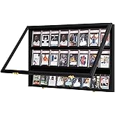 Grintus Baseball Card Display Case 24 Graded Sport Card Display Case Wall Mount with Clear View and UV Protection Acrylic Door for Baseball Football Basketball Hockey Trading Card Collection, Black