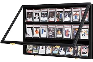 Grintus Baseball Card Display Case 24 Graded Sport Card Display Case Wall Mount with Clear View and UV Protection Acrylic Door for Baseball Football Basketball Hockey Trading Card Collection, Black