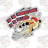 3 Pcs Wrestling is Life Stickers, Funny Grappling Martial Arts Quote Vinyl Decals for Laptop, Notebook, Journal, Hydro Flask, Water Bottle, Car Bumper, Gift for Wrestlers, Teens, Students 3 Inches