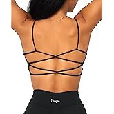 Danysu Backless Sports Bra Soft Workout Tops with Removable Padded Yoga Training Bras Strappy Going Out Top