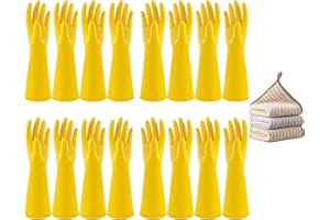 Vsootal 8 pairs of dishwashing gloves and 3 kitchen towels, thickened reusable kitchen cleaning, waterproof non-slip gloves