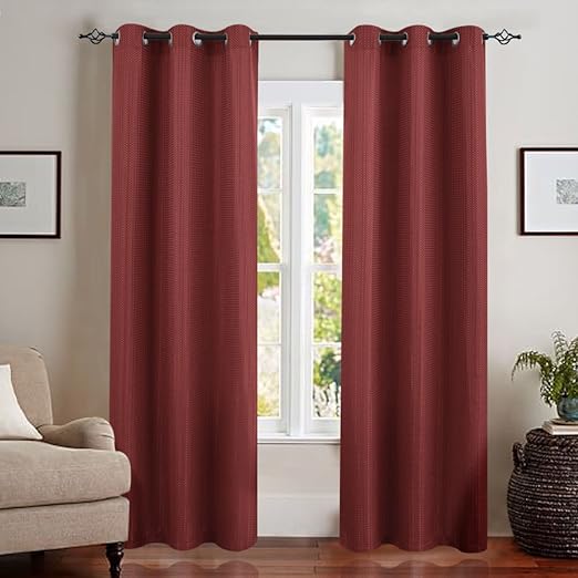 Amazon Com Waffle Weave Curtains 95 Inches Long Room Darkening