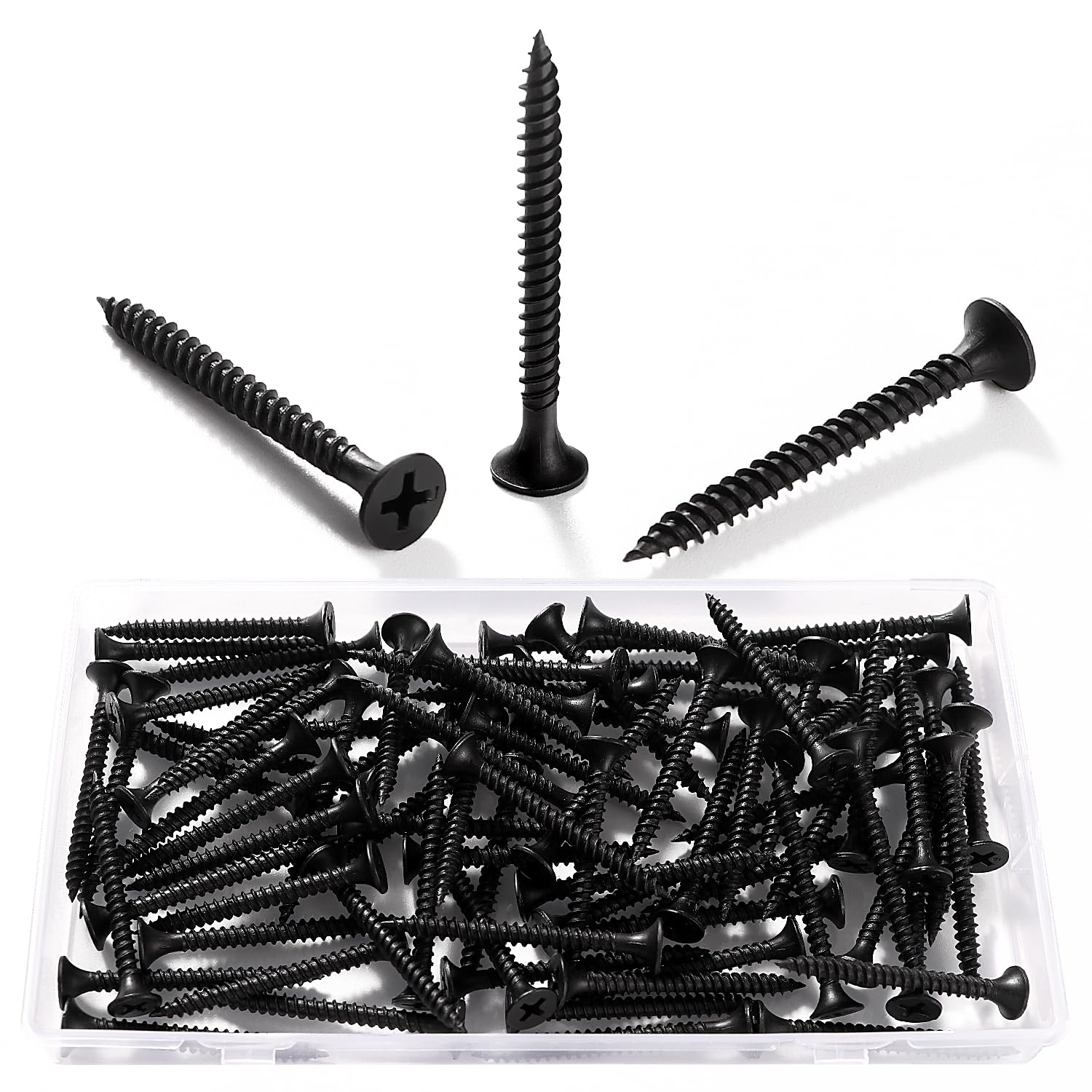 VooGenzek 80 PCS M3.5 * 40 mm Coarse Thread Point Drywall Screws, Phillips Countersunk Drywall Screws, Plasterboard Wood Screw, for Plasterboard, Drywall and Wood, Black — image 1