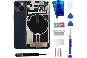 ZNZHKR 14Plus Back Glass Replacement with Wireless Charging Flex Cable and Camera Frame All Parts for iPhone 14 Plus (6.7 Inch,Midnight) Replacement of Equipment Waterproof Tape