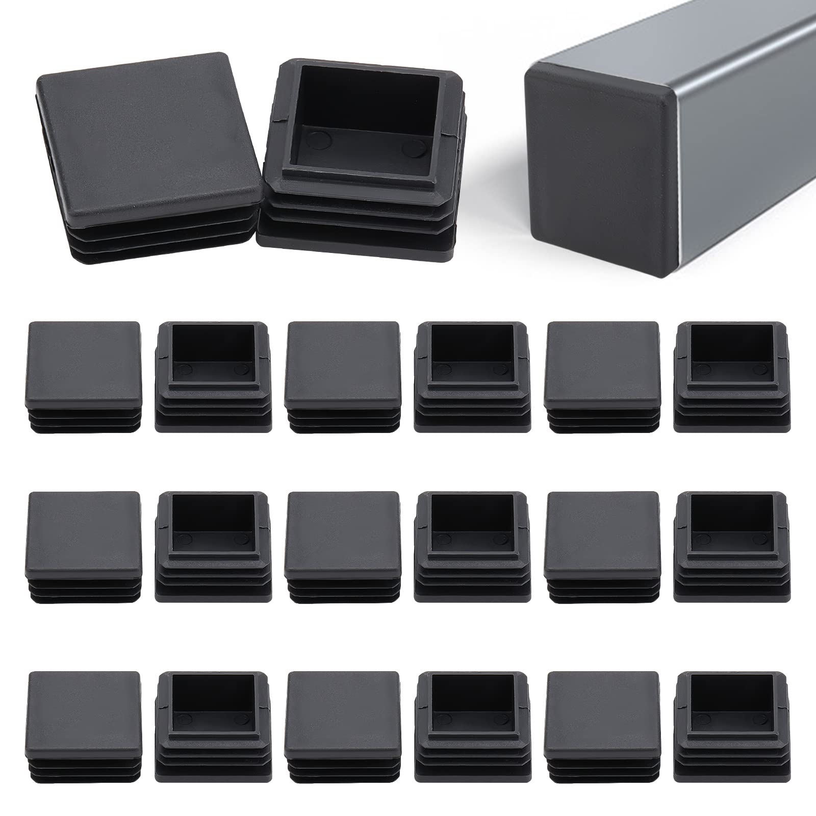 GORGECRAFT 10pcs 38x38mm Square Plastic Plug Plastic End Caps Black Insert Pipe Plugs Tubing Post End Cap for Steel Pipe Cover Tables Desks Chairs Bed Sofas Tables Furniture Foot Accessories