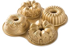 Nordic Ware 91377 Nordicware 9 Cup Bundt Quartet Pan, Gold