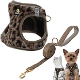 BELLA &amp; PAL Step in Puppy Harness and Leash Set (Brown Leopard, XS) | Breathable Air Mesh Vest Harness for Small Dogs, Lightweight, No Pull, Comfortable, Secure Reflective Strip, Fast Drying