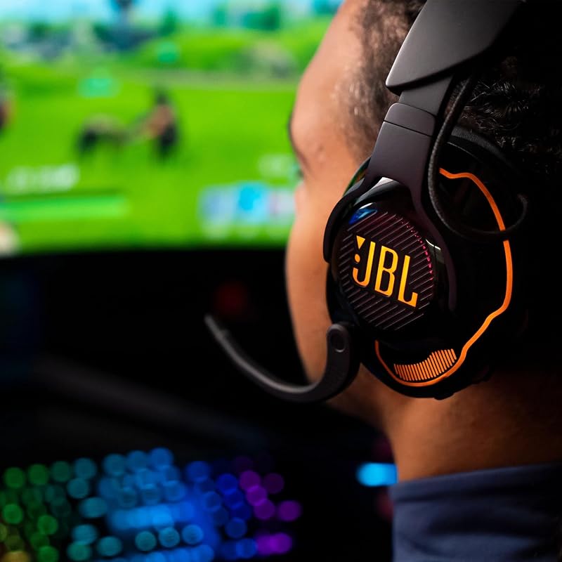 Quantum 910 Auriculares True Wireless Bluetooth, con cancelación de ruido adaptable, función gaming y carga, micrófono boom incorporado, negro