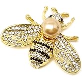 Honbay Fashion Vintage Gold Tone Honey Bee Brooch with Rhinestones and Pearl