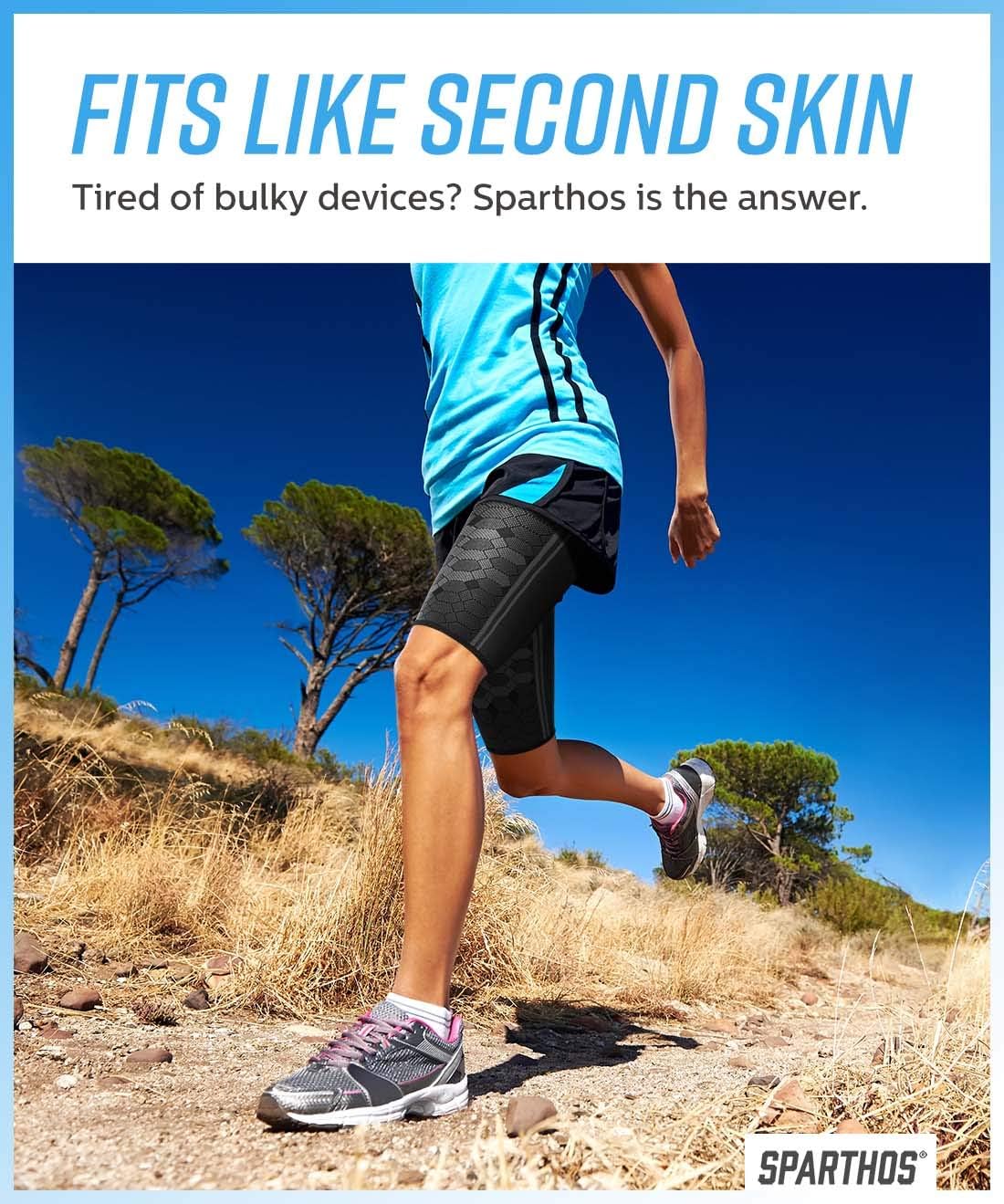 Sparthos Thigh Compression Sleeves (Pair) – Quad and Hamstring Support – Upper Leg Sleeves for Men and Women – Made from Innovative Breathable Elastic Blend – Anti Slip: Sports & Outdoors