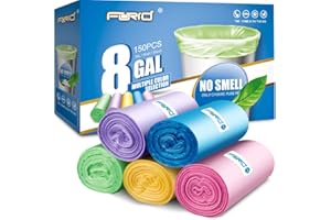FORID 8 Gallon Trash Bags Colored - Extra Thick Medium Garbage Bags Unscented, Strong Plastic Waste Can Liners for Home Bathroom Office Kitchen,150 Count 5 Rolls,30 Liters