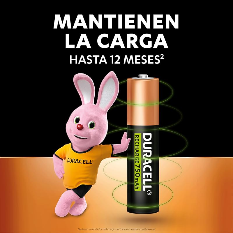 AAA Pilas Recargables (Paquete de 4) 1.2V, 750 mAh NiMH