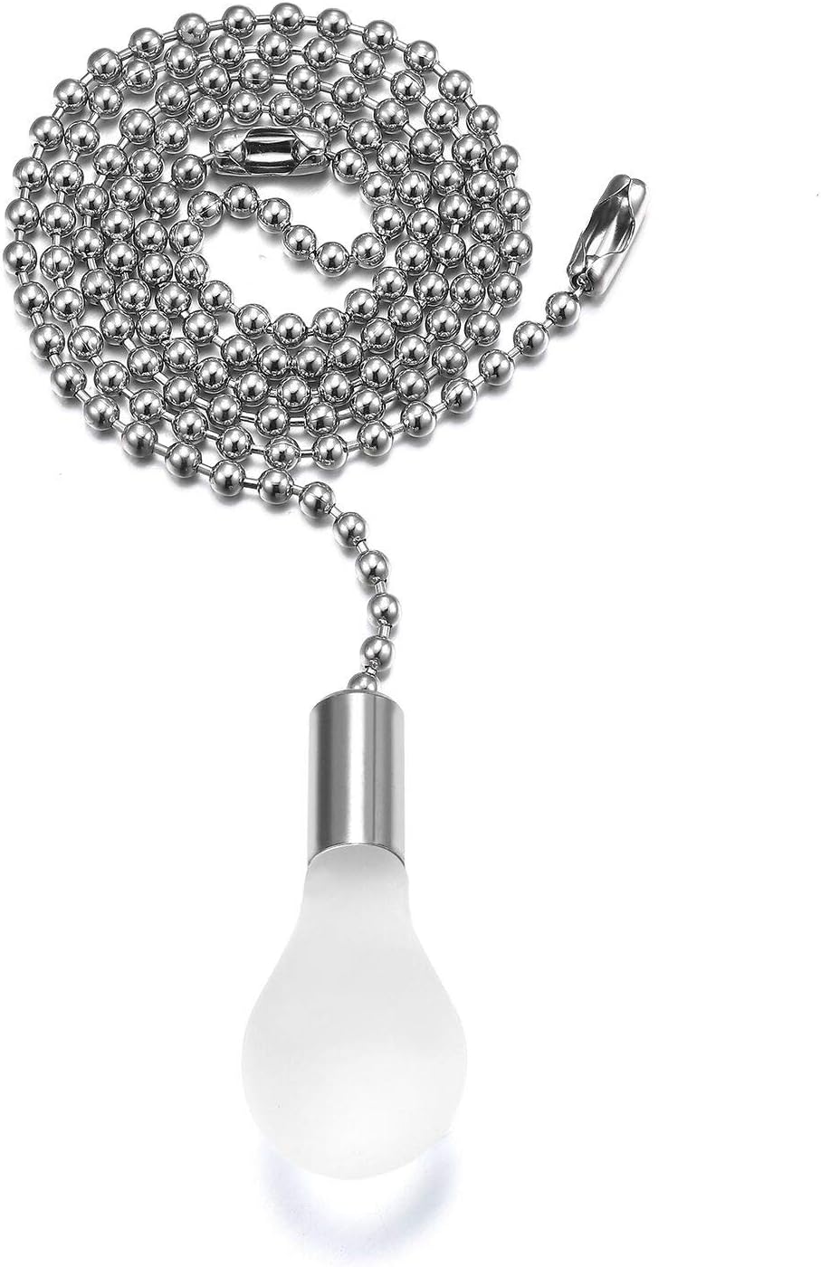 Ceiling Fan Pull Chain, 2pcs 24-inch 3mm Diameter Beaded Ball Extension Chains with Decorative Light Bulb and Fan Cord (Silver): Kitchen & Dining