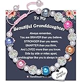 UNGENT THEM Pink Pearl and Rhinestone Bracelet for Granddaughter Daughter Niece Big Sister Birthday Christmas Easter Gifts