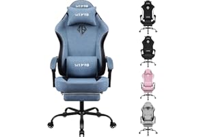 SITMOD Gaming Chairs for Adults with Footrest FabricComputer Ergonomic Video Game Chair-Backrest and Seat Height Adjustable Swivel Task Chair with Headrest and Lumbar Support(Blue)