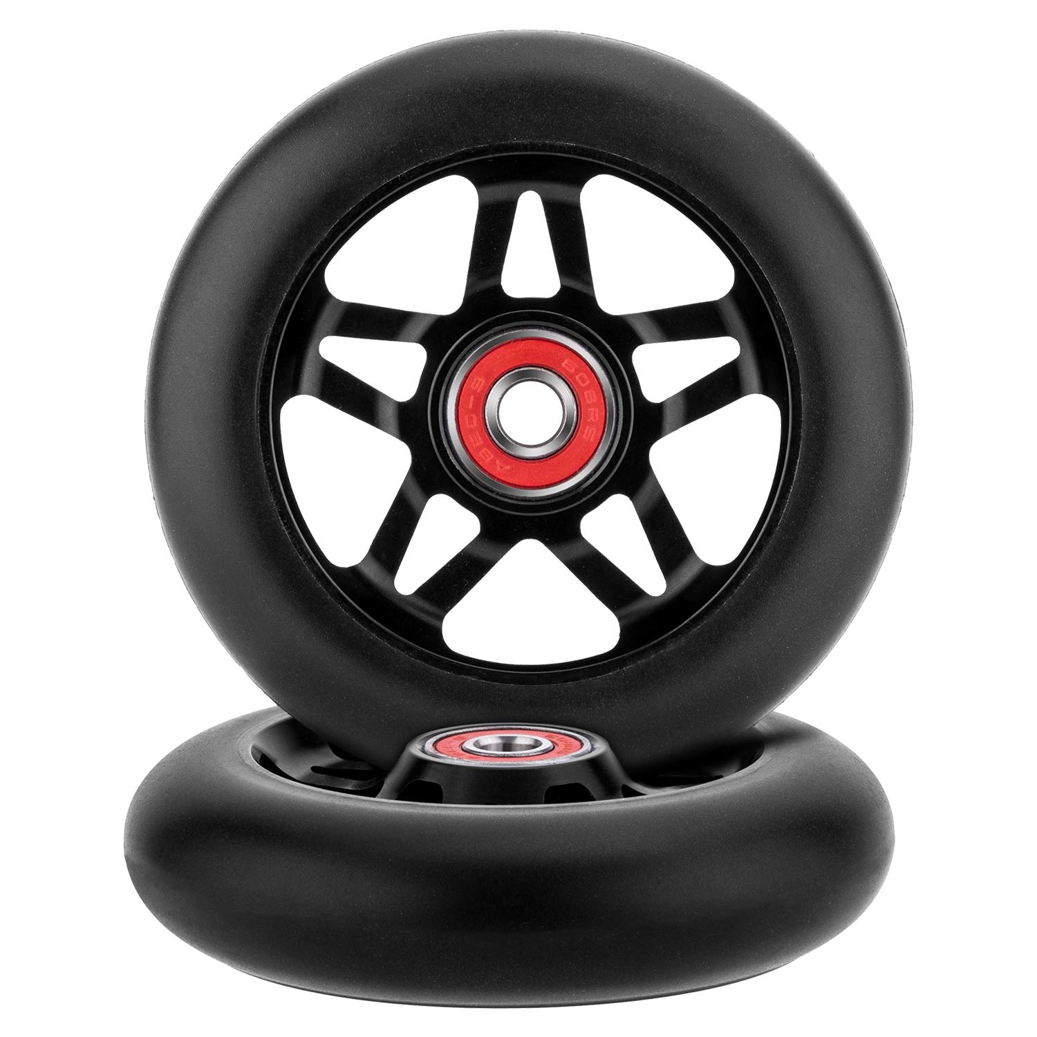 NONMON 2 Pack 100mm Scooter Wheels,88A Replacement Scooter Wheel with ABEC-9 608RS Bearings Installed for Pro Scooters Kick Scooters, Black