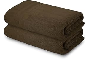 Textila 100% Cotton Terry Bath Sheet - Jumbo Size 35x70 Inches, Ultra Soft and Absorbent, Chocolate Brown Color - Pack of 2 Luxury Oversized Towel for Spa, Hotel, Gym, and Home Use