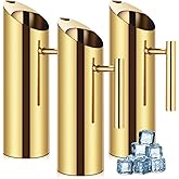 Funnymoom 3 Pack 53oz/1.5l Stainless Steel Water Pitcher Modern Metal Pitcher with Ice Guard Gold Carafe Drink with Handle or Iced Hot Drink Tea Juice Coffee Beer