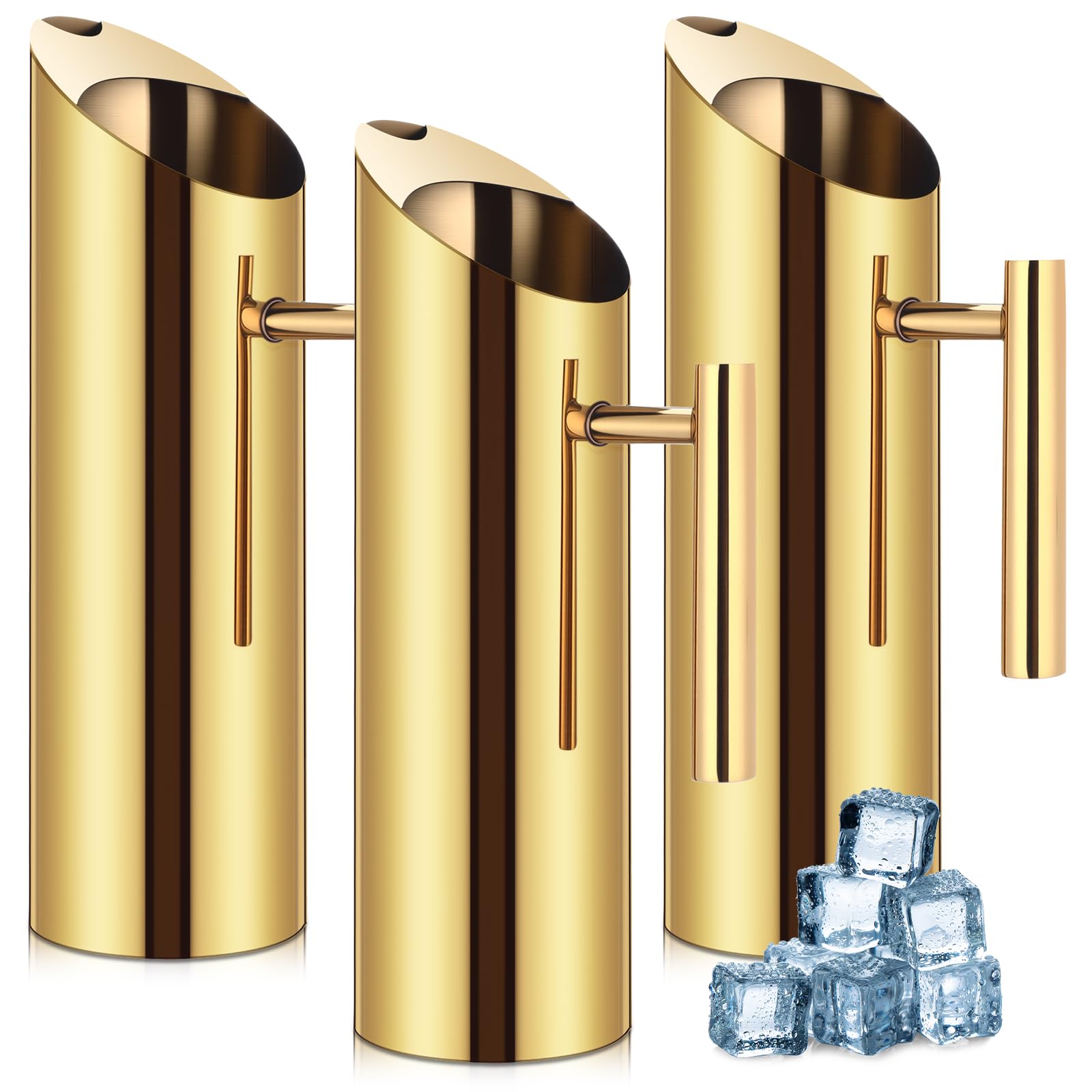 Photo 1 of Funnymoom 3 Pack 53oz/1.5l Stainless Steel Water Pitcher Modern Metal Pitcher with Ice Guard Gold Carafe Drink with Handle or Iced Hot Drink Tea Juice Coffee Beer