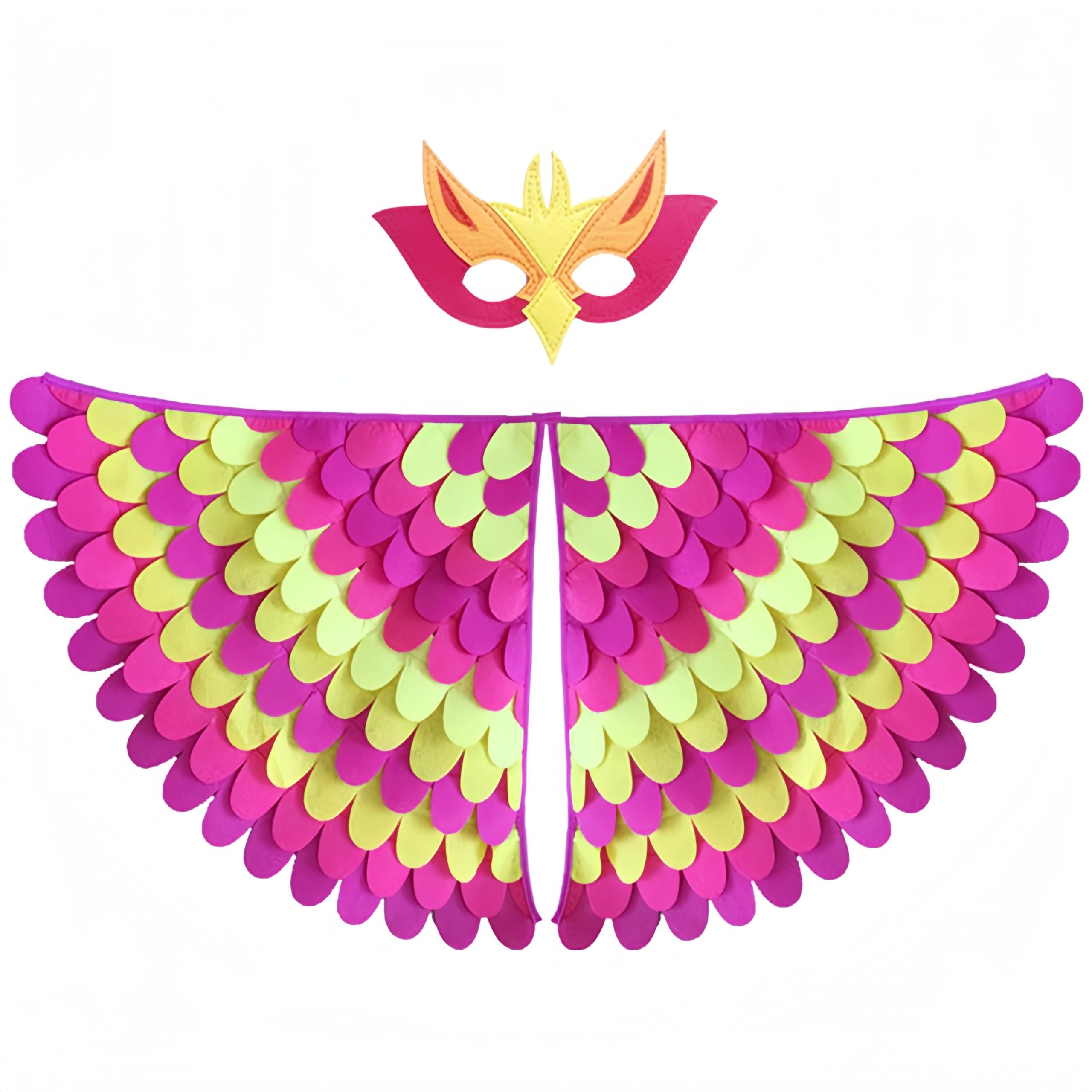 Proumhang Kids Bird Wings Costume For Age 3~8 Years,Bird Owl And Peacock Masque Owl Dress Up,Boys Girls Felt Eye Masque And Wings Set,Halloween Colorful Fancy Dress,Style 15 — image 1