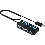 Sabrent 4-Port USB 3.0 Hub with Individual LED Power Switches | 2 Ft Cable | Slim & Portable | for Mac & PC (HB-UM43)