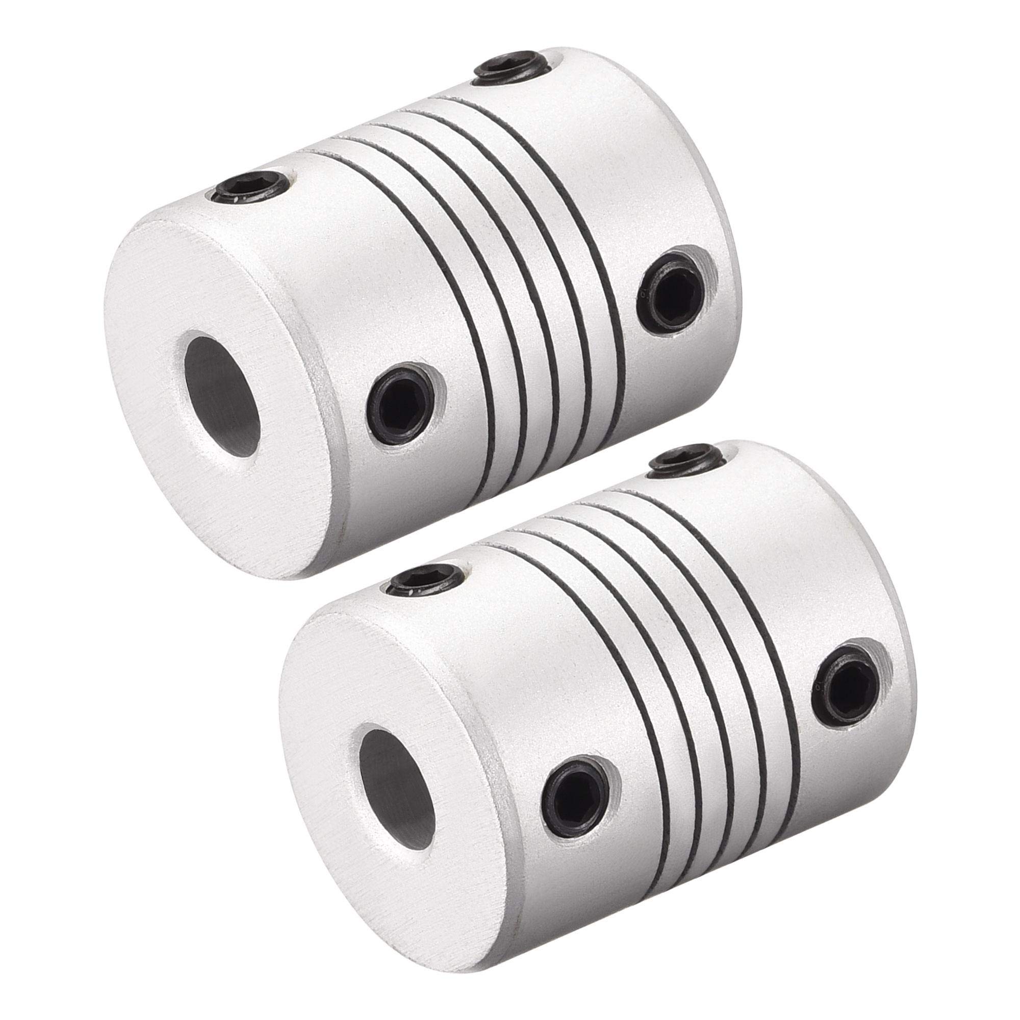 sourcing map 8mm to 8mm Aluminum Alloy Shaft Coupling Flexible Coupler Motor Connector Joint L25xD19 Silver,2pcs