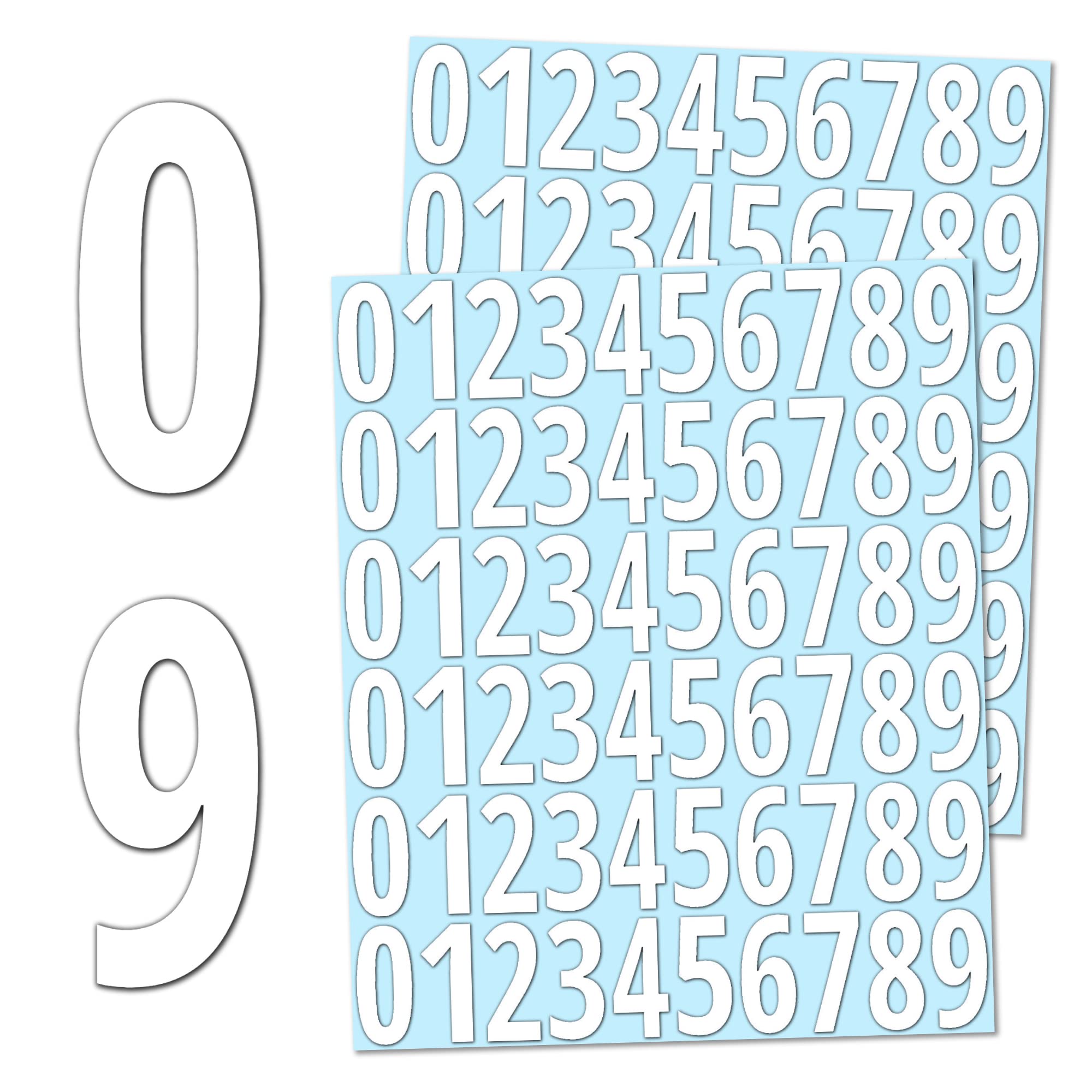 600 Pieces, 25mm - Number Stickers, Waterproof Vinyl Stick On Numbers - White