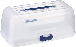 Emsa 503940 Rechteckige Kuchenbox mit Haube, 35 x 18 cm, Weiß/Blau, Superline