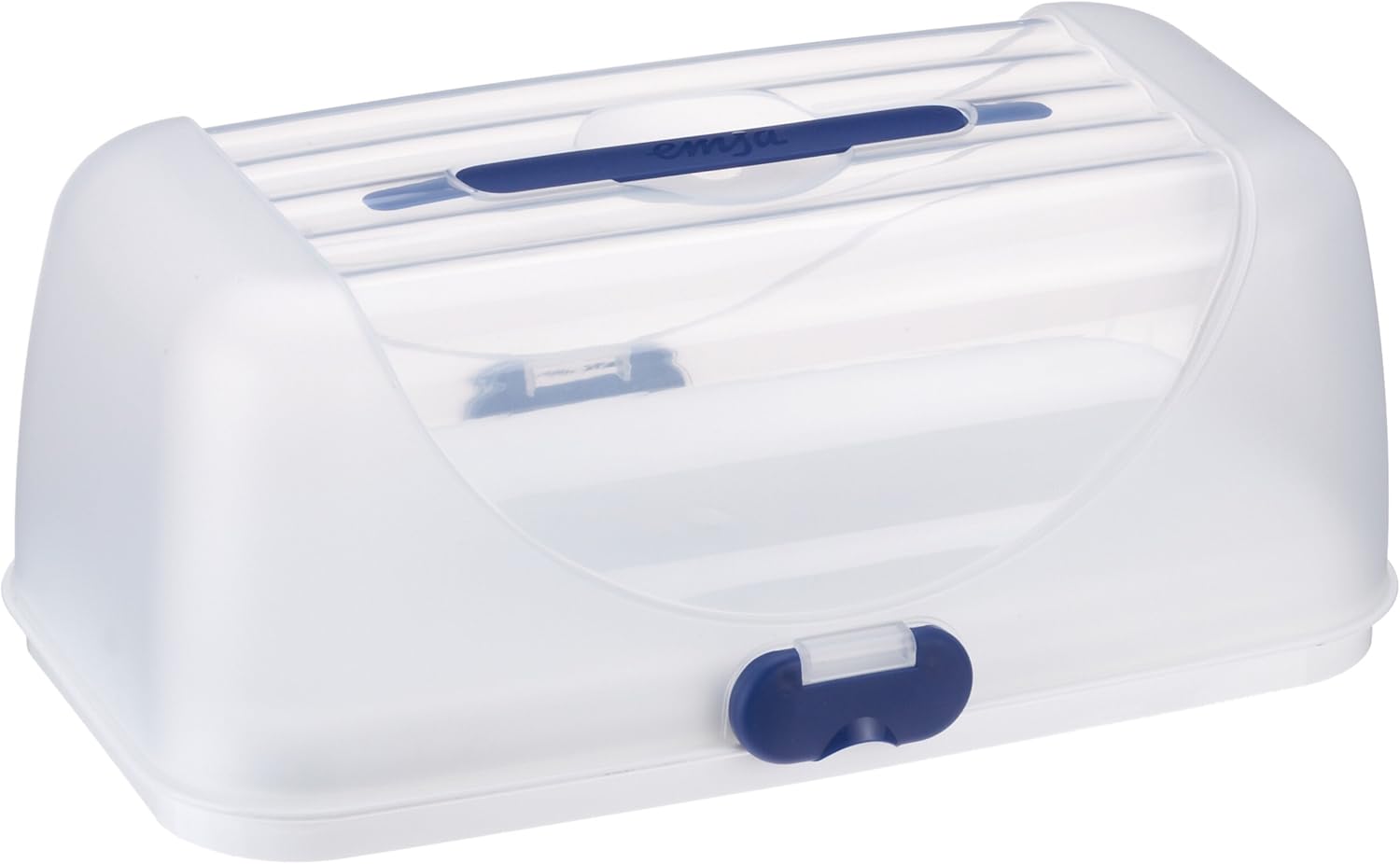 Emsa 503940 Rechteckige Kuchenbox mit Haube, 35 x 18 cm, Weiß/Blau, Superline
