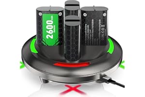 Noiposi Rechargeable Battery Pack for Xbox One/Xbox Series X|S, 4 x 6240mWh (4 x 2600mAh) Xbox Series X Controller Battery Pa