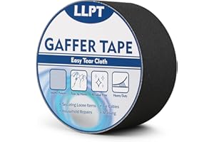 LLPT Gaffers Tape Black 2" x 16.5 Yards Matte Non Reflective Easy Tear Residue Free Heavy Duty Gaffing Tape for Cords Photogr