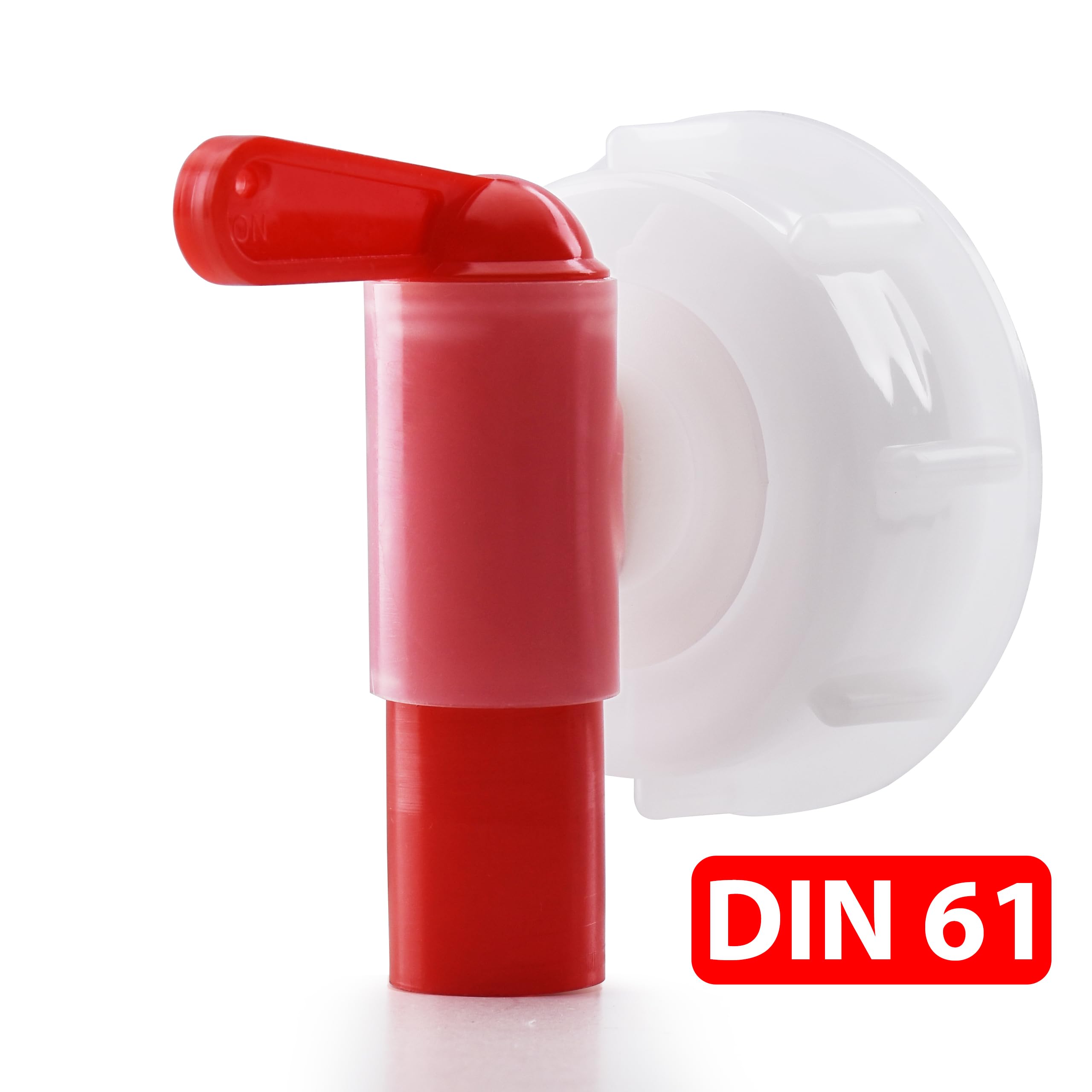 Auslaufhahn Dosierhahn DIN61 - Auslaufhahn/Dosierhahn Für 15-60 Liter Kanister - Kanister Zapfhahn Weiß-Rot(DIN 61 Gewinde Kanister) 6