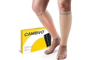 CAMBIVO Calf Compression Sleeve for Women & Men - 20-30mmHg Footless Compression Socks Support for Pain Relief, Varicose Vein