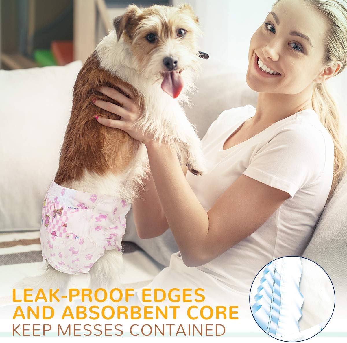 Dono Dog Nappies for Female Dogs - Cat Diapers, 20 pcs, Super Absorbent Dog Sanitary Pants XXS, pink, XXS-20pcs (18-30cm) - Image 4