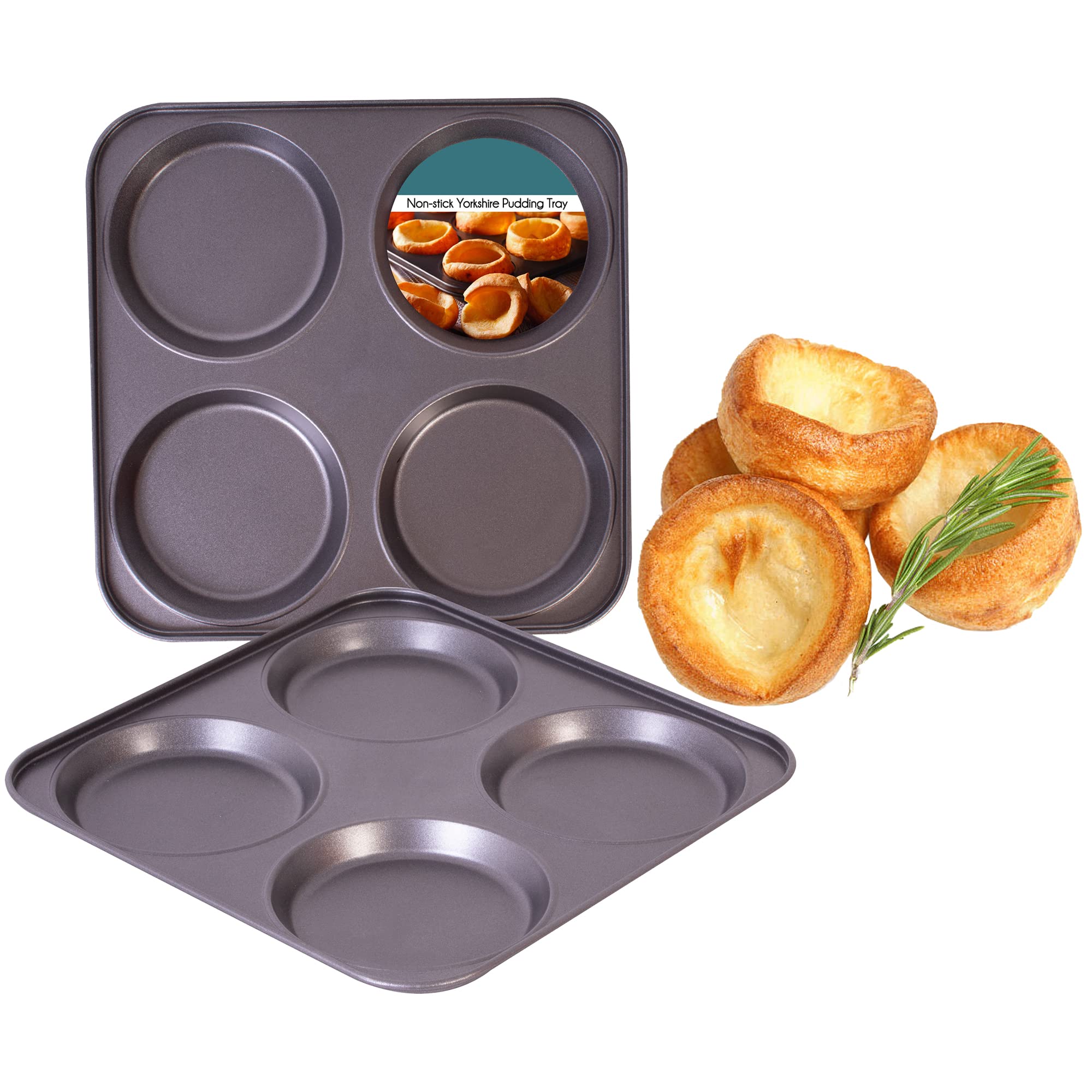 D.A.Y. Republic Non-Stick 4-Hole Yorkshire Pudding Tray, 23 cm (Two Yorkshire Pudding Trays)
