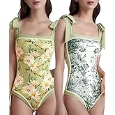 SKAYS Reversible Floral One Piece Swimsuit Women Bathing Suit Vintage Cute with Adjustable Straps Swimwear