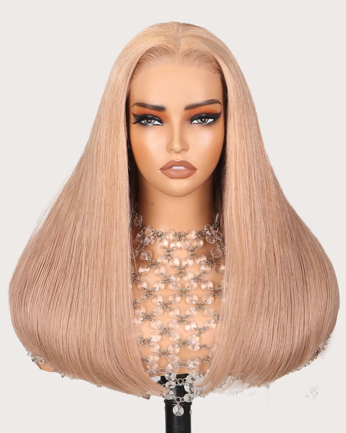 MEGALOOK Salon-Quality Ready to Go Glueless Wigs Human Hair 220% Density 5x6 Pre Cut HD Lace Front Wig 12A Silky Straight Wig Real Plucked Bleached Knots Light Brown Blonde Wigs Human hair 16 Inch — image 1