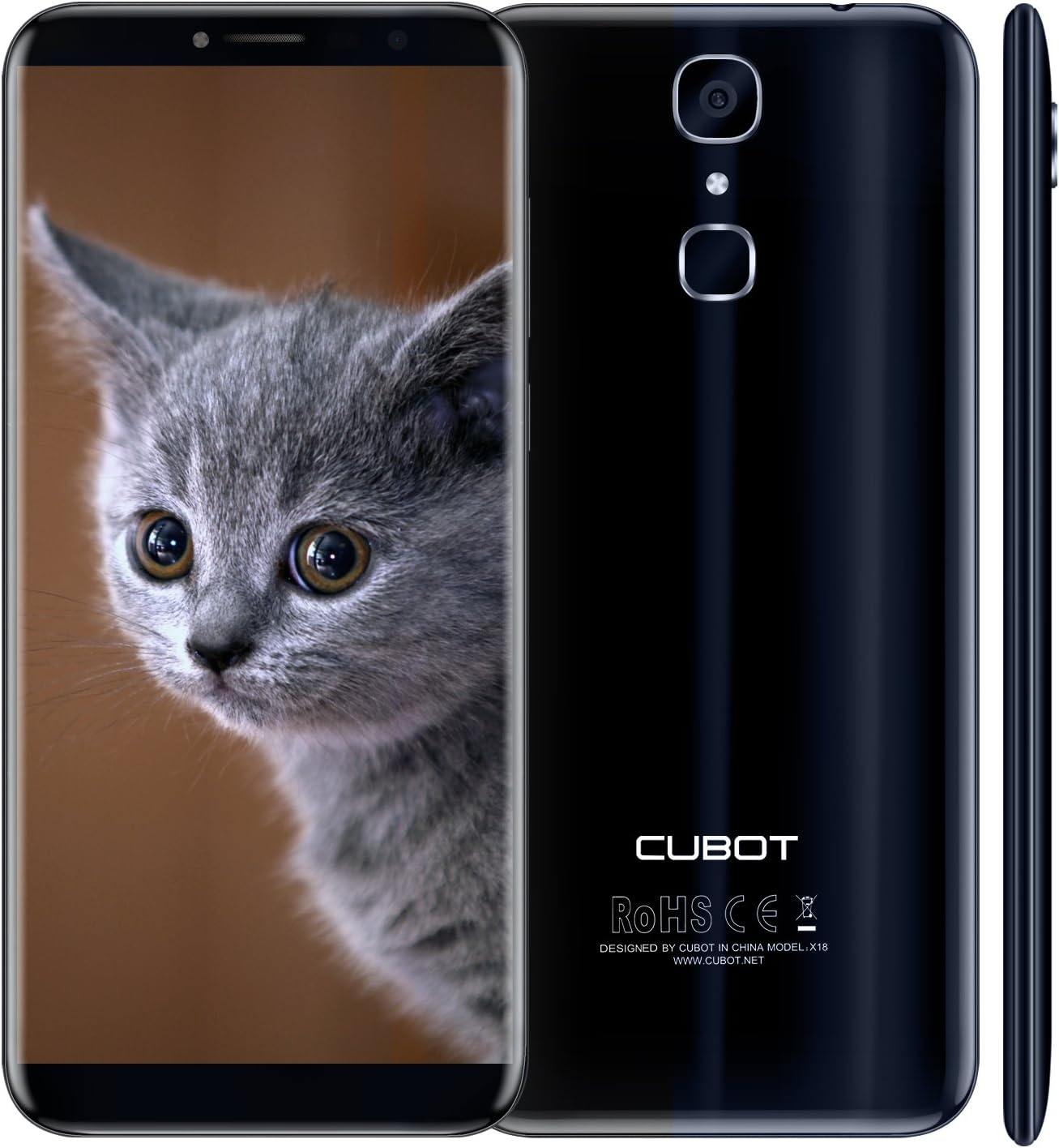 CUBOT X18 Unlocked 5.7 inch 18:9 Android 7.0 4G Smartphone, 3GB RAM+32GB ROM,16MP+13MP Cameras, 3200mAh Big Battery, 0.1s Finger scanner, WFI, GPS, Bluetooth (BLUE)