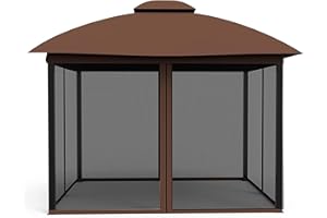 COZYVIDA Gazebo Mosquito Netting Screen 4-Panels Universal Replacement for Patio, Outdoor Canopy, Garden and Backyard (10'x10