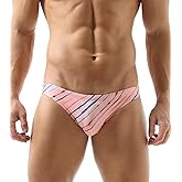 Mens Sexy Bikini Swimwear Diagonal Stripe Swim Briefs Rainbow Swimsuits Elestic Colorful Striped