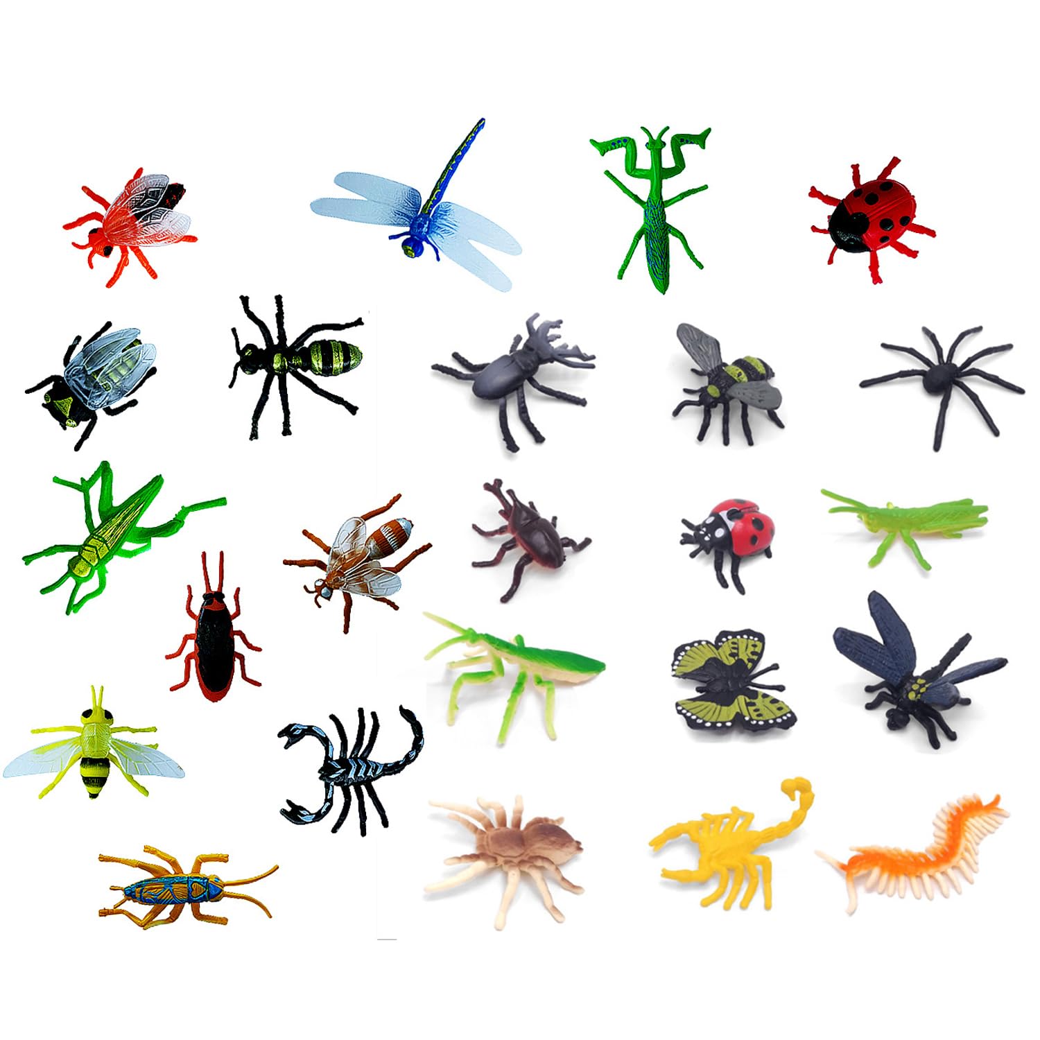 24 Pcs Insects and Bugs for Kids,Plastic Mini Small World Toys,Realistic Little Insects and Bugs Minibeasts Toy Kit,Soft Rubber Bug Insect Toyware Figures,Minibeasts Contain Spiders,Parties Gifts