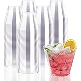 JollyPack 300 Pack Clear Plastic Cups 9 OZ Disposable Heavy-duty Drinking Cups for Christmas, Wedding, Home and Events