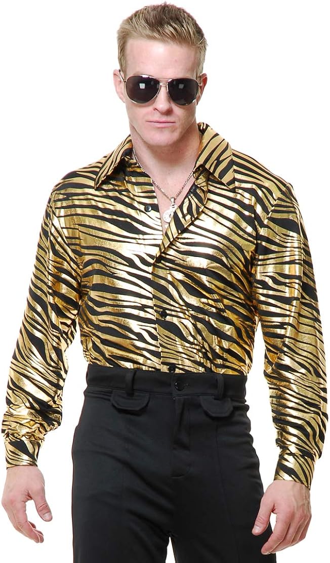 mens metallic gold dress shirt