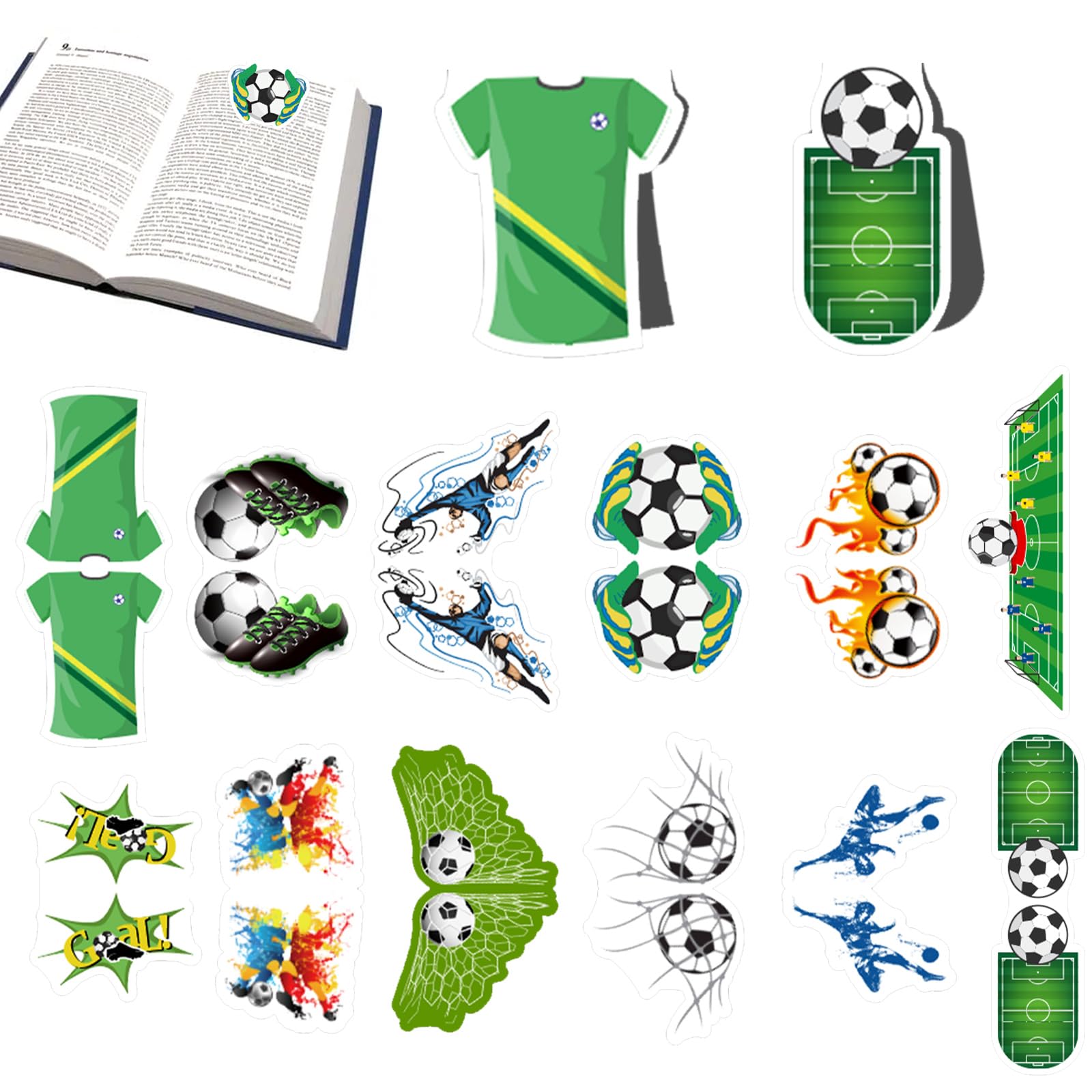HIQE-FL Pack of 12 Magnetic Bookmarks, Football Magnetic Bookmarks, Magnetic Bookmarks Kit, Children's Magnetic Bookmarks, Page Markers, for Boys, Friends, Football Fans