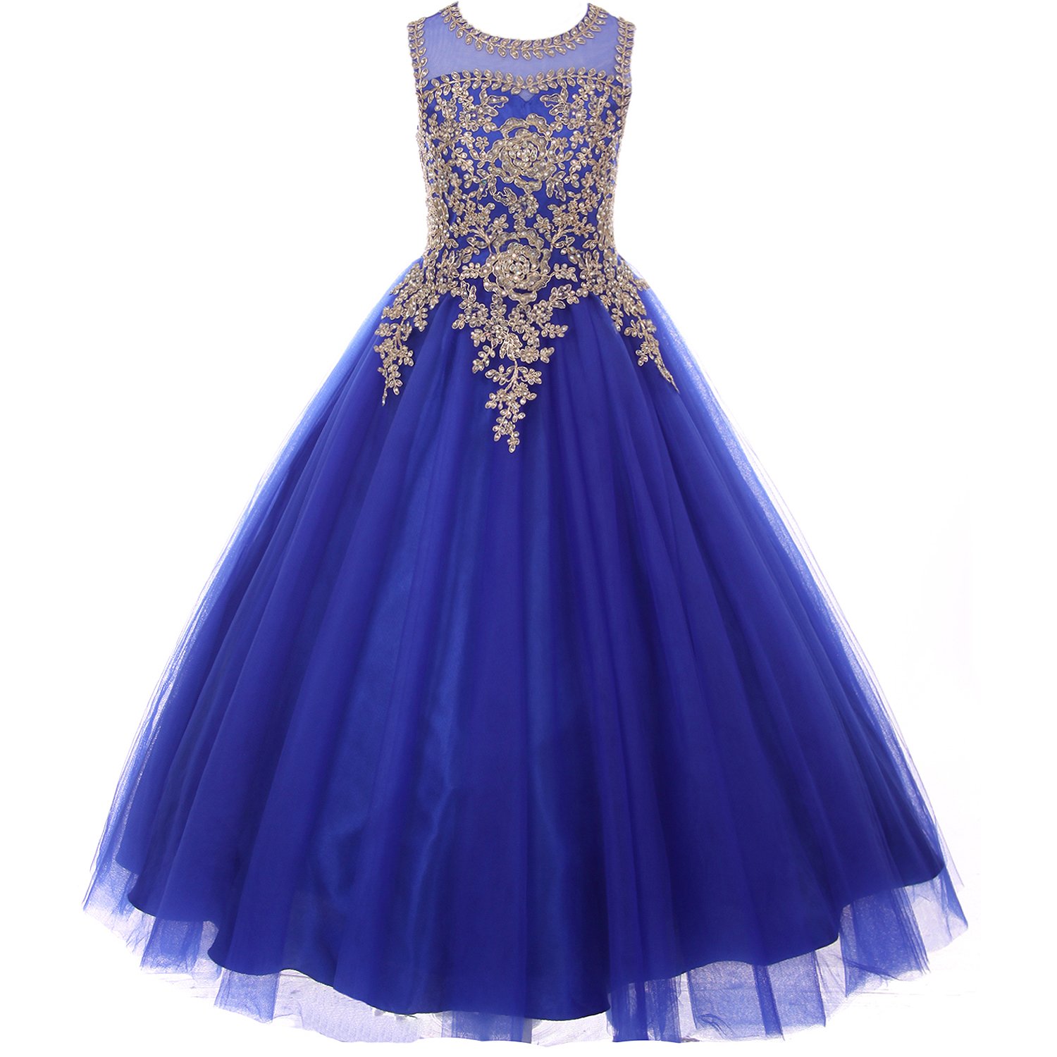 CrunchyCucumber Illusion Rhinestone Gold Cording Bodice Corset Style Girl Dress